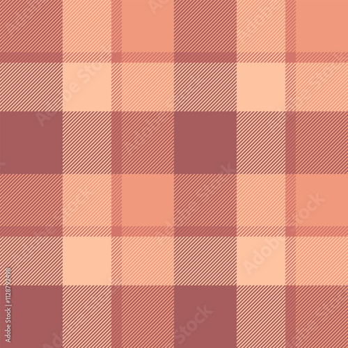 Fiber tartan fabric plaid, home pattern textile background. Rug texture vector check seamless in red and orange colors.