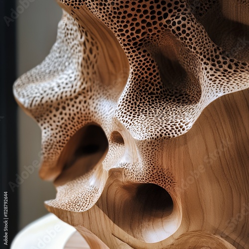 Wood sculpture showcasing intricate carvings photo