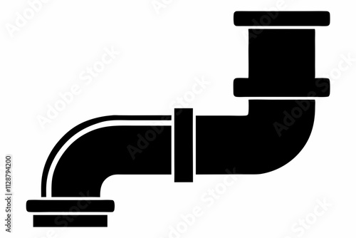 PVC Drain Pipe Silhouette Icon – Plumbing and Sewer System Vector.