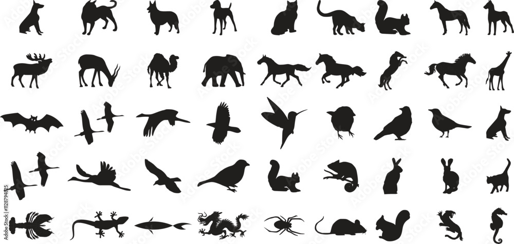 Set of animals silhouette. animal vector Set of animals silhouette. animal vector
