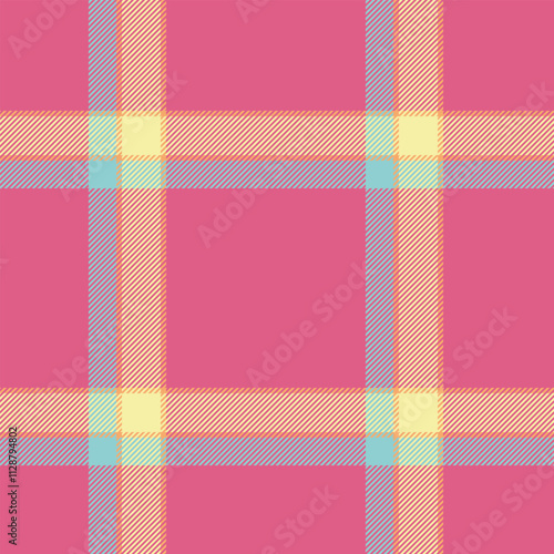 India textile pattern texture, top plaid check tartan. Wedding fabric seamless background vector in red and yellow colors.