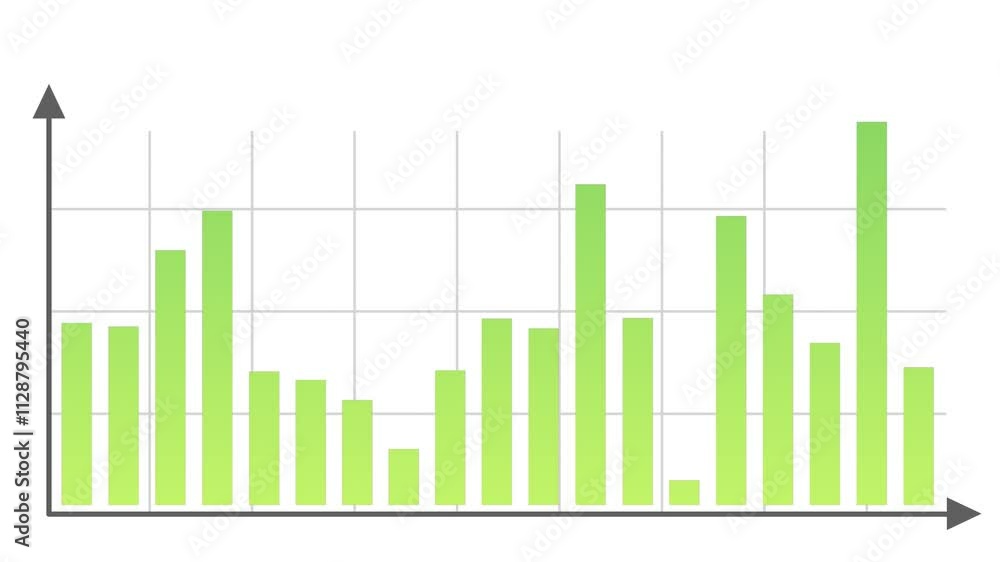 Dynamic bar chart for trading, trends, profit visualization, presentations. Green on white background motion graphics Dynamic bar chart for trading, trends, profit visualization, presentations. Green on white background motion graphics
