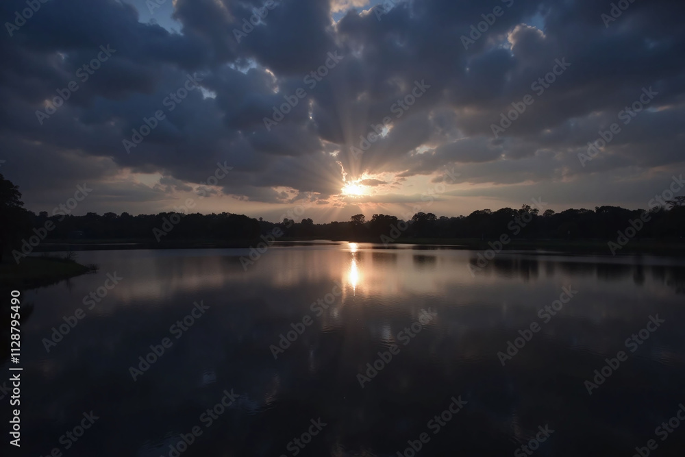 Sunset landscape lake river sky colors clouds reflection effect Sunset landscape lake river sky colors clouds reflection effect