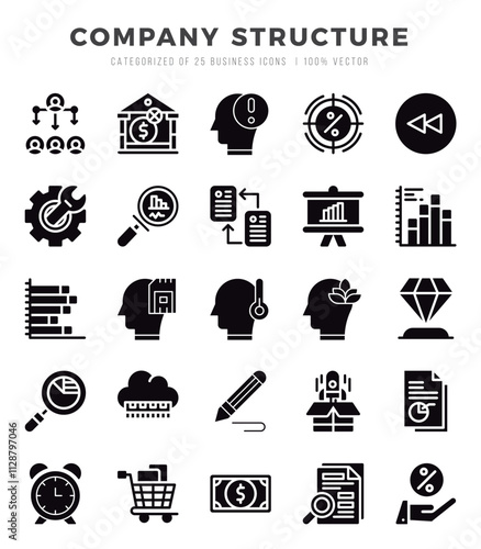 Company Structure. Glyph icons Pack. vector illustration.