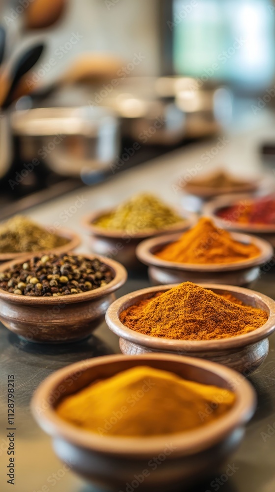 Vibrant Spices in Wooden Bowls: A Culinary Delight Vibrant Spices in Wooden Bowls: A Culinary Delight