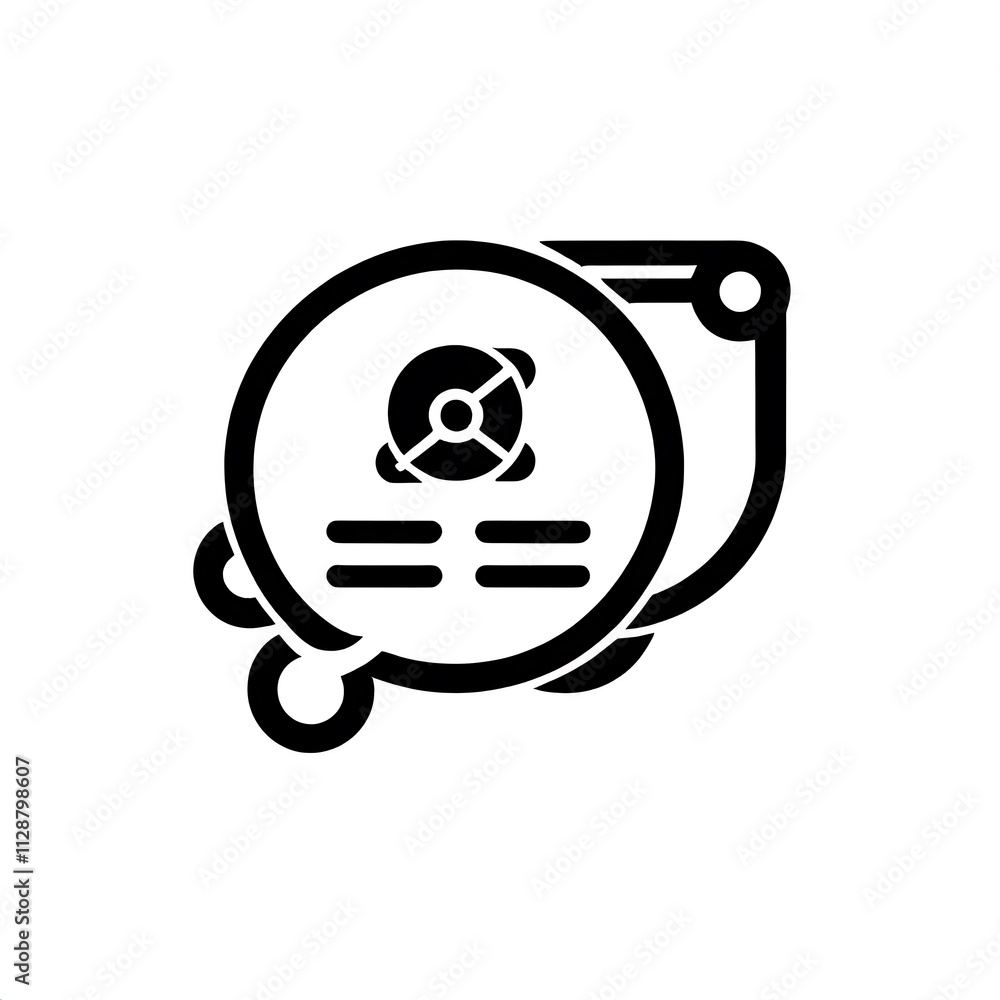 Data Analysis Icon: A sleek, modern icon depicting data analysis, featuring a magnifying glass over a data chart within a speech bubble. Perfect for presentations, reports. Data Analysis Icon: A sleek, modern icon depicting data analysis, featuring a magnifying glass over a data chart within a speech bubble. Perfect for presentations, reports.