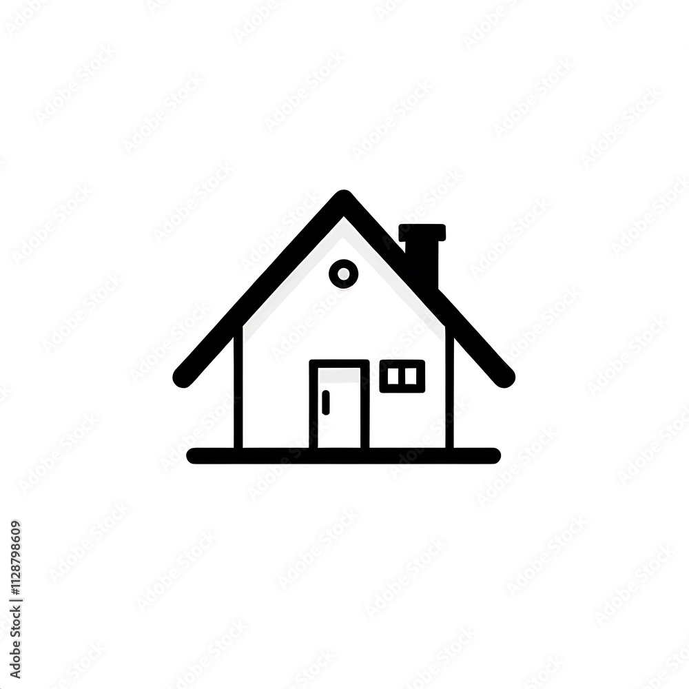 Simple House Icon: A clean and minimalist line art icon depicting a cozy house with a chimney and windows. Perfect for websites, apps, and presentations. Simple House Icon: A clean and minimalist line art icon depicting a cozy house with a chimney and windows. Perfect for websites, apps, and presentations.