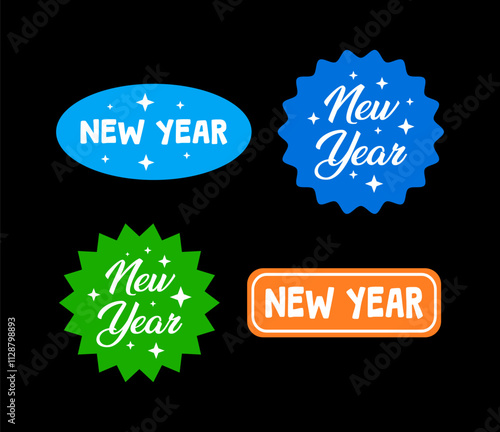 New year sticker pack, new year vector pack