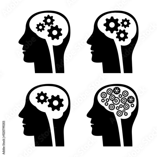 Head icon set, vector icon on white background
