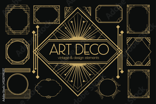 Elegant Art Deco Vintage Frames and Design Elements - Vector Graphics
