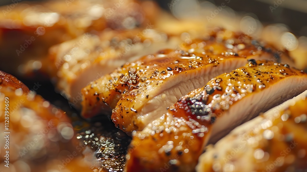 A delicious upclose view of the tantalizingly delicious expertly cooked pork loin A delicious upclose view of the tantalizingly delicious expertly cooked pork loin