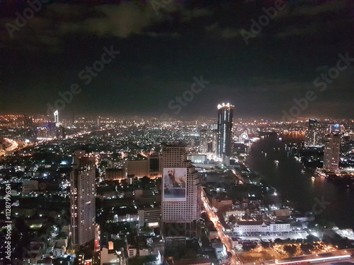 Wallpaper Mural Cityscape view at midnight with tall buildings and brightly lit streets Bangkok Thailand Asia Torontodigital.ca
