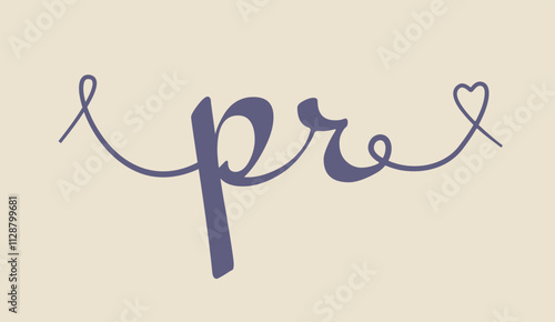 PR initial wedding monogram calligraphy vector illustration. Hand drawn lettering p and r love logo design for valentines day poster, greeting card