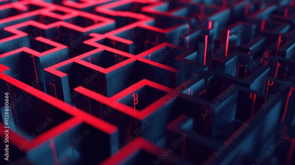 Red and Blue Abstract Maze Red and Blue Abstract Maze