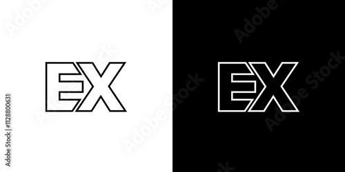 Letter E and X, EX logo design template. Minimal monogram initial based logotype.