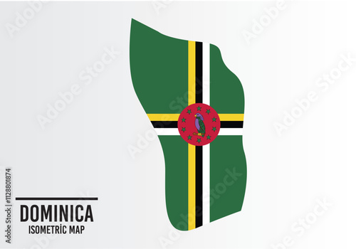 Domınıca flag and map vector.