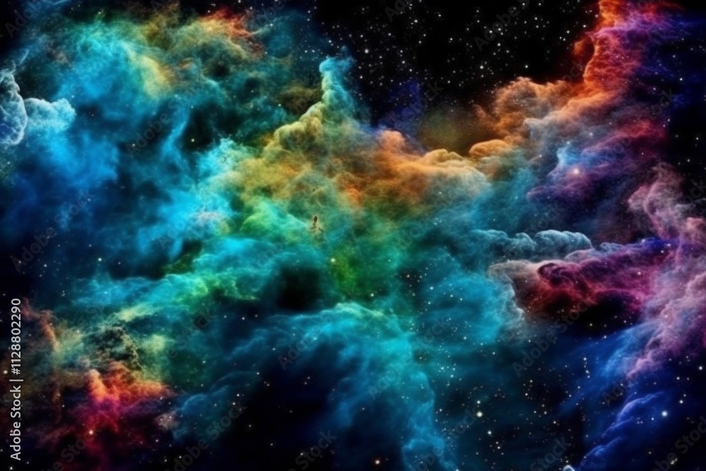 Fototapeta premium Colorful nebulae and stars in the vast darkness of space. AI generative. .