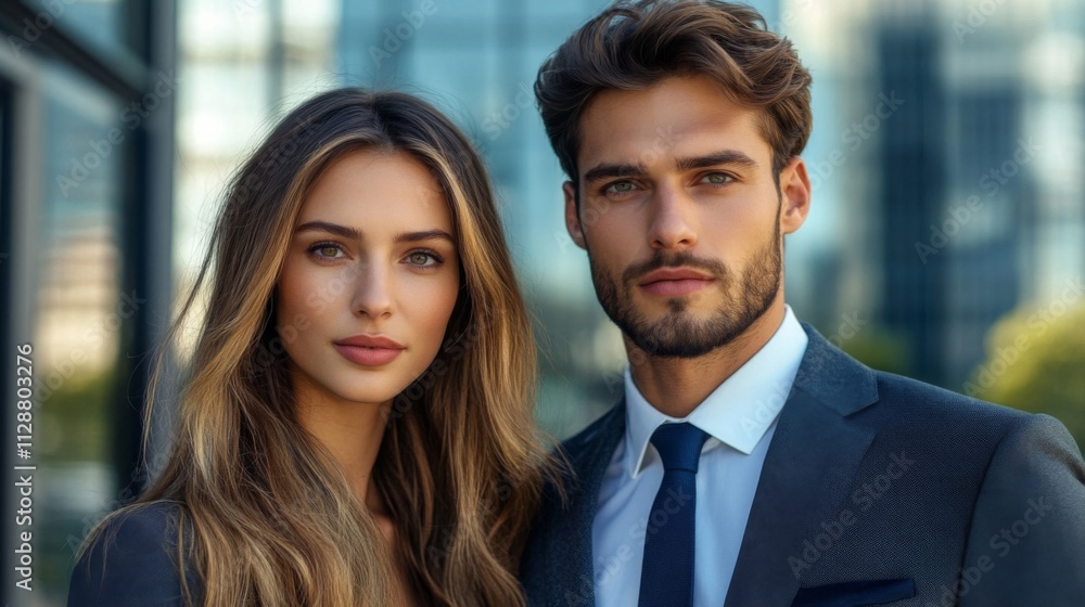 Portrait of a Young Couple Dressed in Business Attire Portrait of a Young Couple Dressed in Business Attire