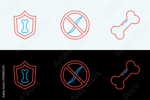 Set line Dog bone, Animal health insurance and Anti worms parasite icon. Vector
