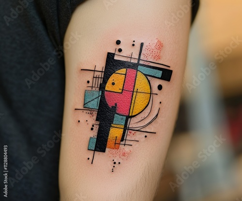 Graffiti-style tattoo on an arm with bold colors