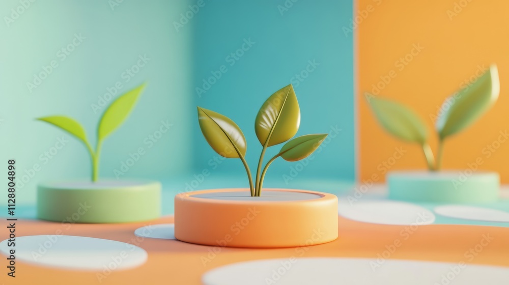 coins nurturing growth flat design side view renewable theme 3D render Complementary Color Scheme coins nurturing growth flat design side view renewable theme 3D render Complementary Color Scheme