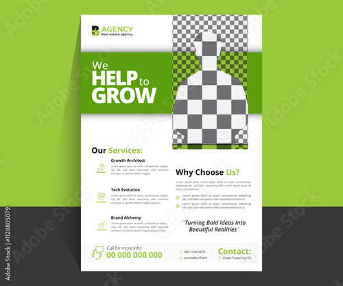 Minimal Green, marketing modern layout, Corporate creative, elegant,png businessman, A4 print ready, digital marketing agency,, abstract business, flyer design for agency business and personal use.

