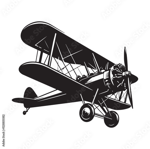 biplane silhouette vector illustration