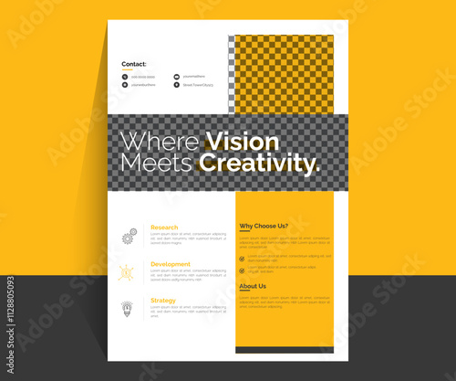 Modern Yellow Corporate creative, digital marketing agency, marketing modern layout, elegant, abstract geometric shape, business, flyer design for business and personal use.