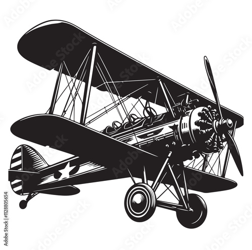 biplane silhouette vector illustration