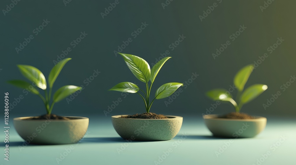 coins nurturing growth flat design side view renewable theme 3D render Complementary Color Scheme coins nurturing growth flat design side view renewable theme 3D render Complementary Color Scheme