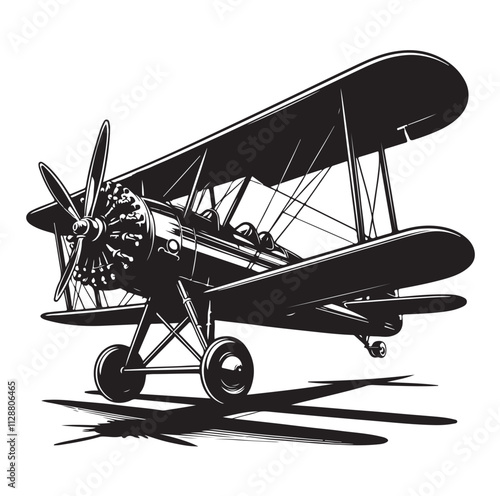 biplane silhouette vector illustration