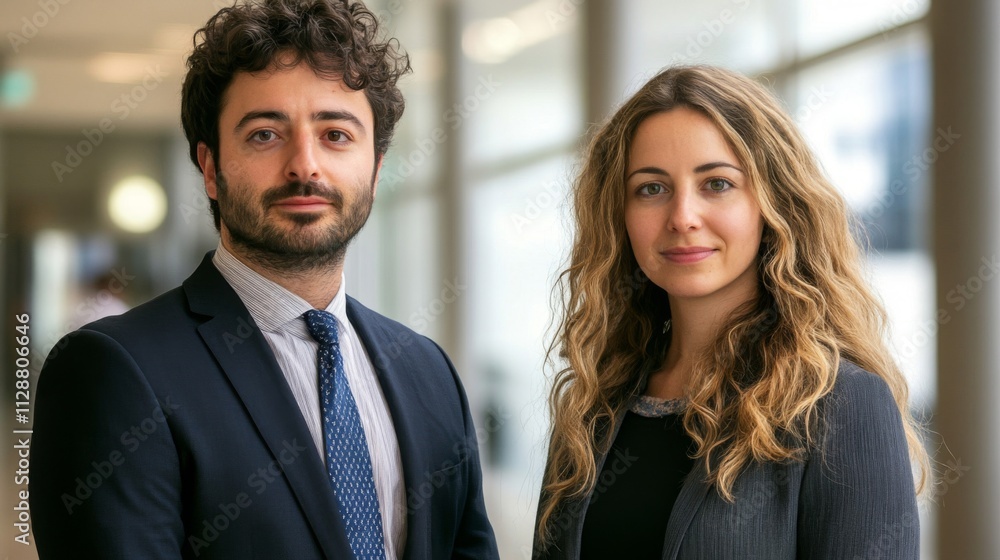 Portrait of a Man and Woman in Business Attire Portrait of a Man and Woman in Business Attire