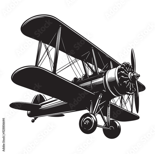 biplane silhouette vector illustration
