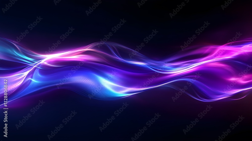 Naklejka premium Abstract Wavy Neon Light Blue Purple Design