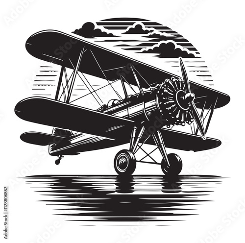 biplane silhouette vector illustration