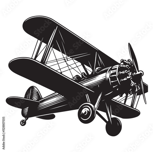 biplane silhouette vector illustration