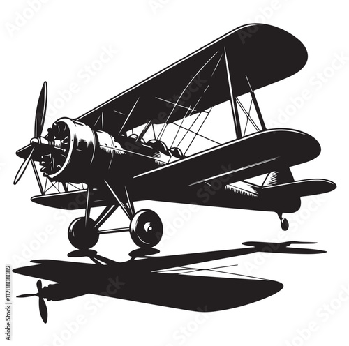 biplane silhouette vector illustration