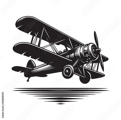 biplane silhouette vector illustration