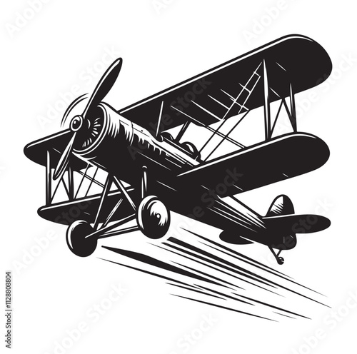 biplane silhouette vector illustration