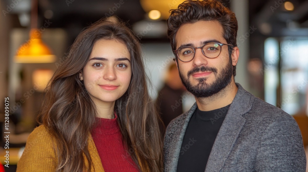 Portrait of a Young Couple with a Blurred Background Portrait of a Young Couple with a Blurred Background