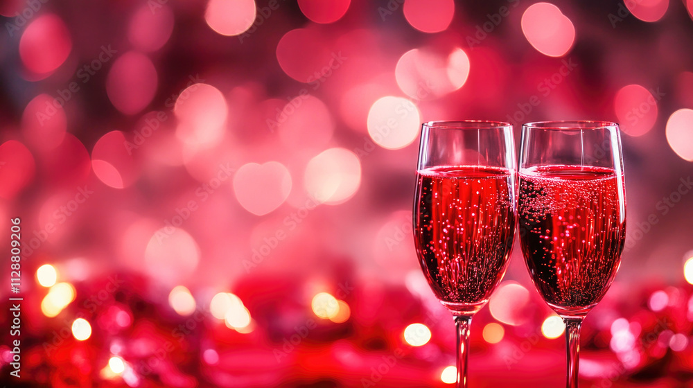 Heart-shaped bokeh lights create a romantic atmosphere for a Valentine's Day celebration Heart-shaped bokeh lights create a romantic atmosphere for a Valentine's Day celebration