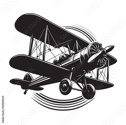 biplane silhouette vector illustration