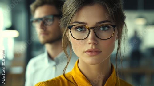 Close-up Portrait of a Young Woman Wearing Glasses