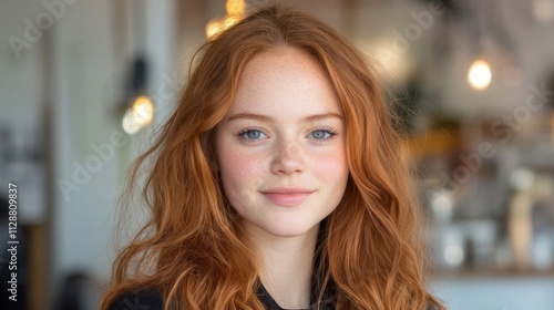 Wallpaper Mural Portrait of a Young Woman with Red Hair and Freckles Torontodigital.ca