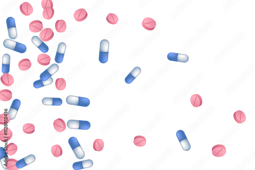 Antiviral pills medical vector illustration. Capsule drugs and tablets disease prescription elements. Blue white and pink pills, emergency treatment or vitamins. Fever cure drugs. Antiviral pills medical vector illustration. Capsule drugs and tablets disease prescription elements. Blue white and pink pills, emergency treatment or vitamins. Fever cure drugs.
