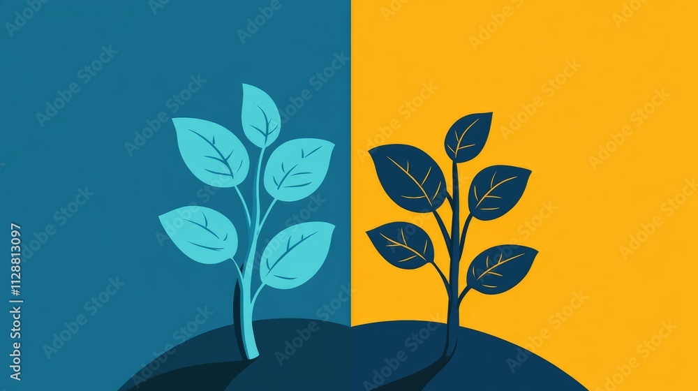 economic sustainability plant growth flat design front view financial stability theme animation Split-complementary color scheme economic sustainability plant growth flat design front view financial stability theme animation Split-complementary color scheme
