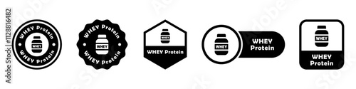 Whey Protein - vector signs for product information label.