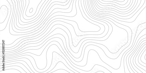 Abstract black and white topographic contours lines of mountains. Topography map art curve drawing. vector illustration.