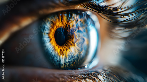 A mesmerizing eye with a swirling galaxy reflection.