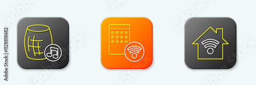 Set line Voice assistant, Air humidifier and Smart home with wi-fi icon. Vector